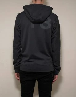 Clothing Carbon Grey Y-3 Print Zip Hoodie