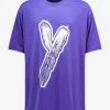 Y-3 Purple Logo Print Oversized T-Shirt Clothing