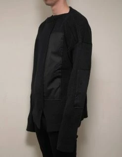 Yohji Yamamoto Black Wool Sweater With Contrast Patches Clothing